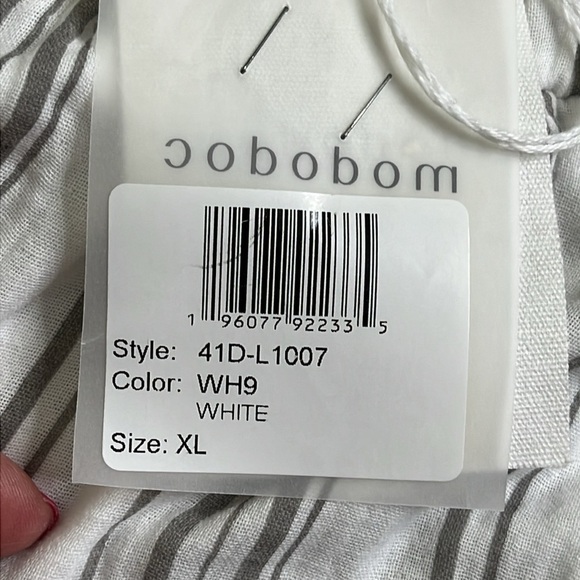 Mododoc Striped Cotton Faux Wrap Elastic Waistband midi skirt, size extra large - Picture 9 of 15